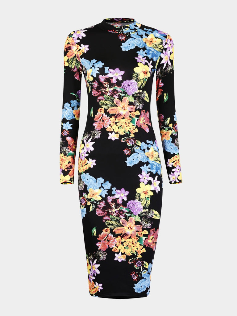 Floral Sheath Dresses With Cut Out Back