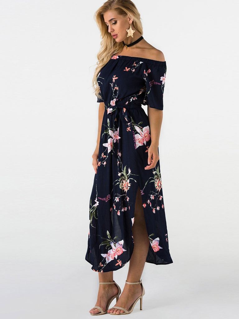 Ladies Navy Floral Dresses