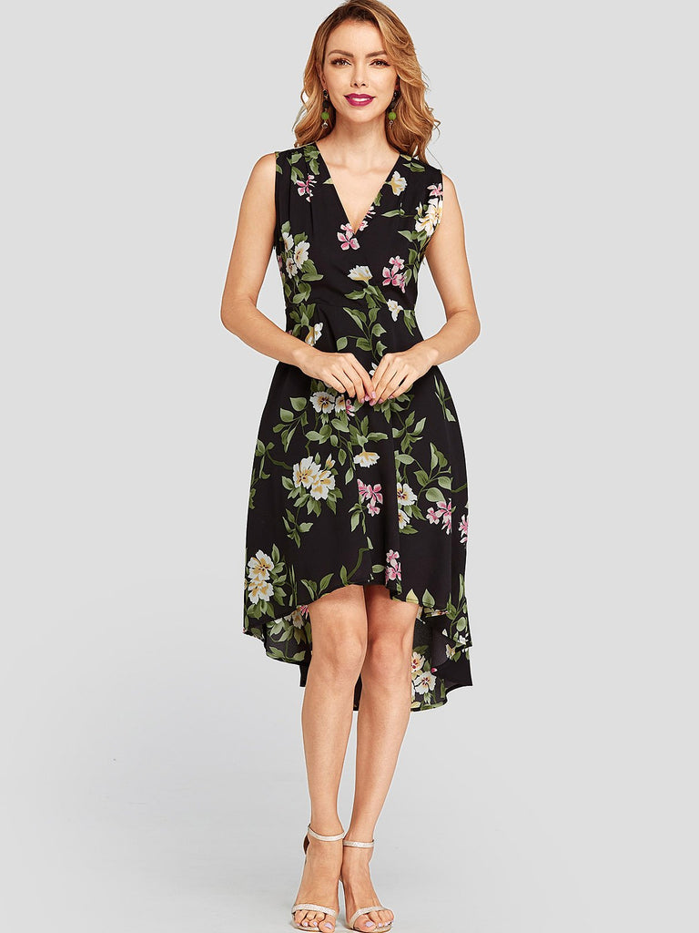 Ladies Navy Floral Dresses