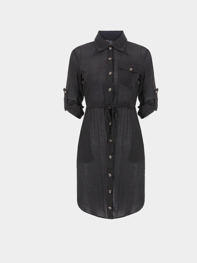 Black Long Sleeve Shirt Dress