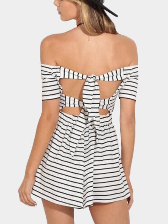 Short Sleeve Stripe Sexy Dress