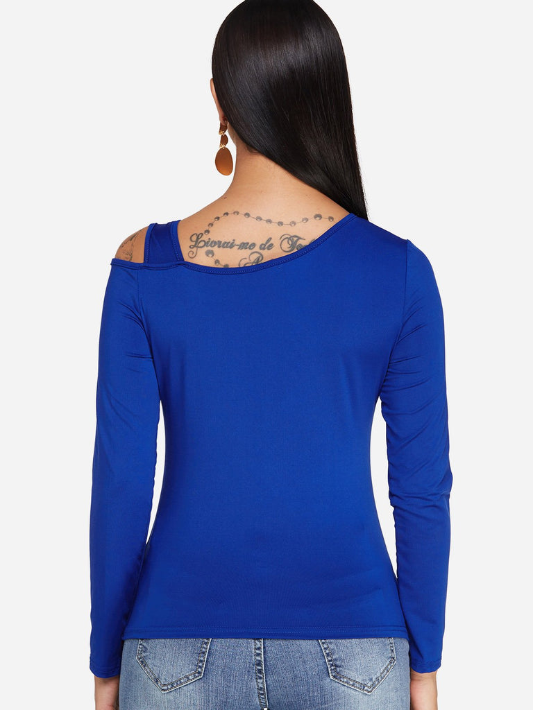 One Shoulder Cut Out Long Sleeve T-Shirts