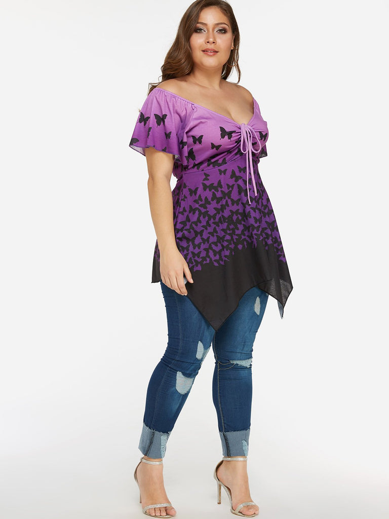Womens Short Sleeve Plus Size Tops