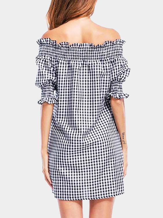 Womens Grid Mini Dresses