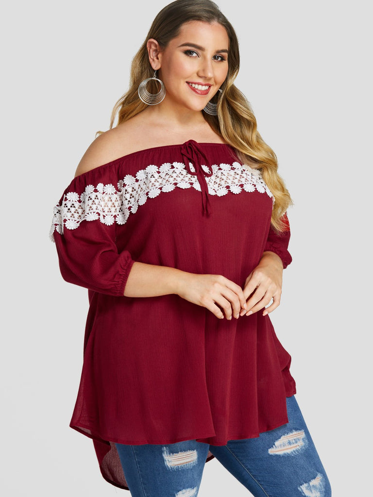 Womens Red Plus Size Tops