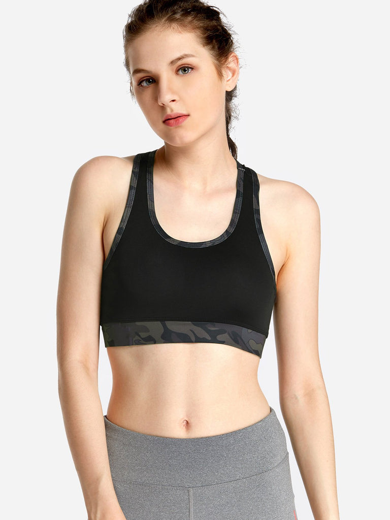 Round Neck Camouflage Sleeveless Black Tank Top