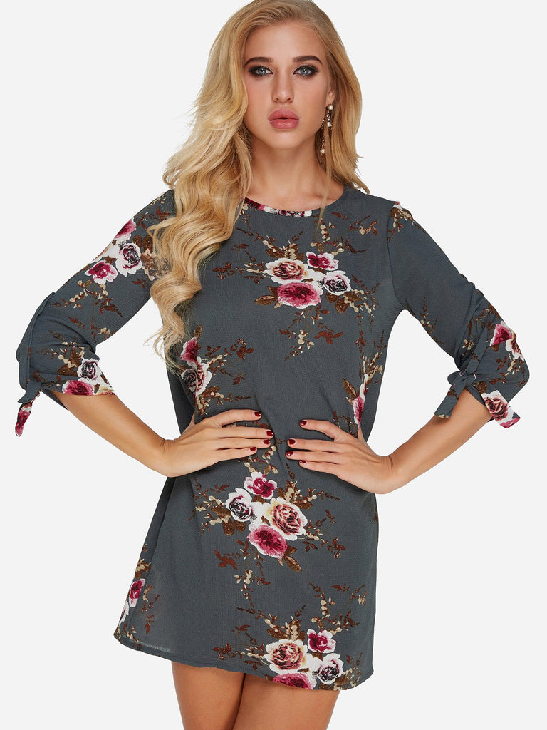 Womens 3/4 Sleeve Mini Dress