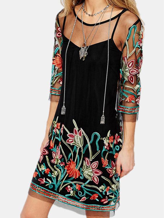 Ladies Black Floral Dresses