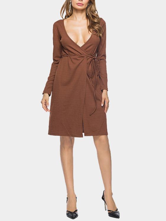 Womens Brown Midi Dresses