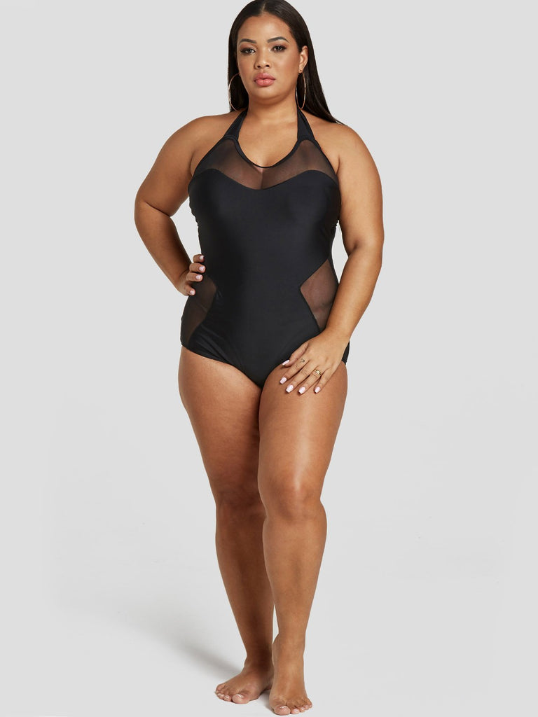 Womens Black Plus Size Swimwear