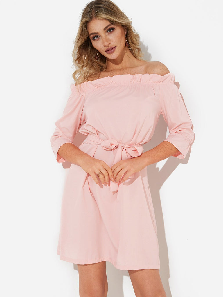 Ladies Pink Off The Shoulder Dresses
