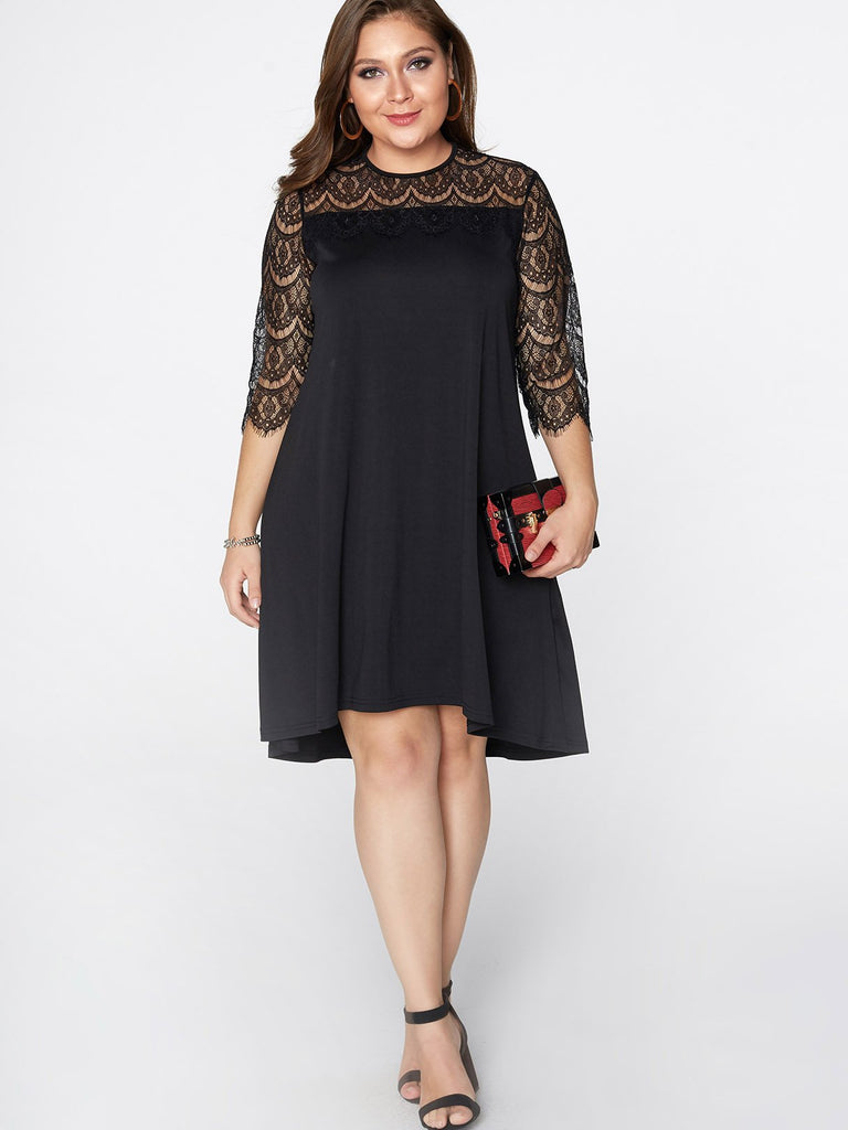 Womens 3/4 Sleeve Plus Size Dresses