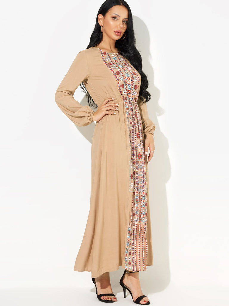 Long Sleeve Floral Print Maxi Dresses