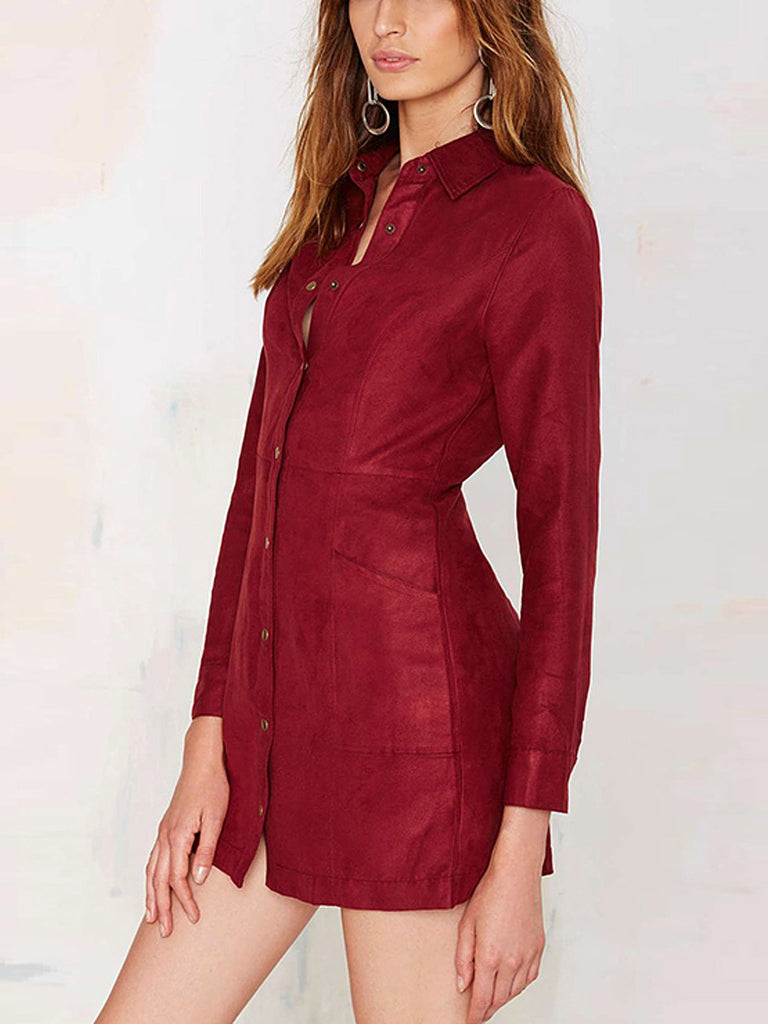 Ladies Wine Red Shirt Dresses