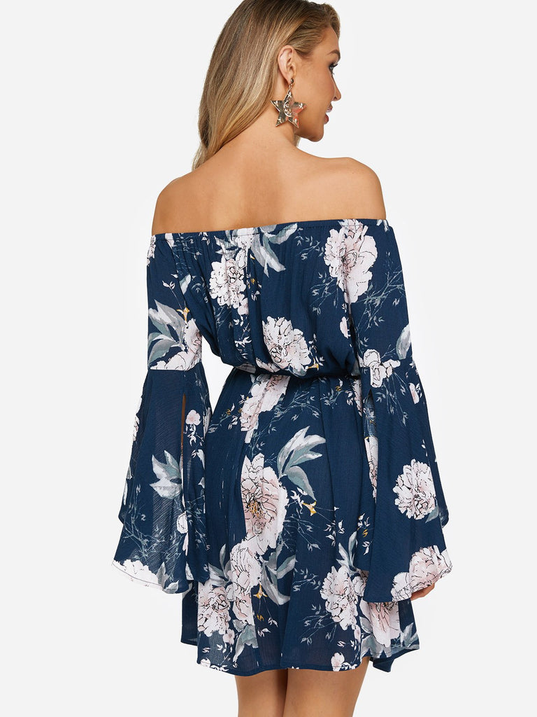 Womens Navy Floral Dresses