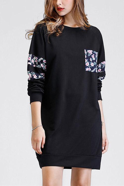Long Sleeve Floral Print Fashion Fashion Mini Dress