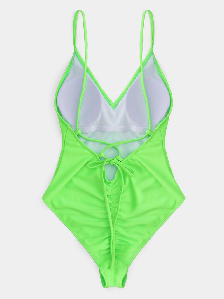 Womens Fluorescent Green One-Pieces