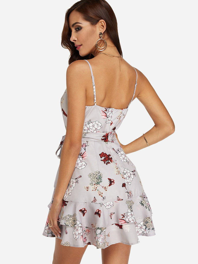 Womens Grey Floral Dresses