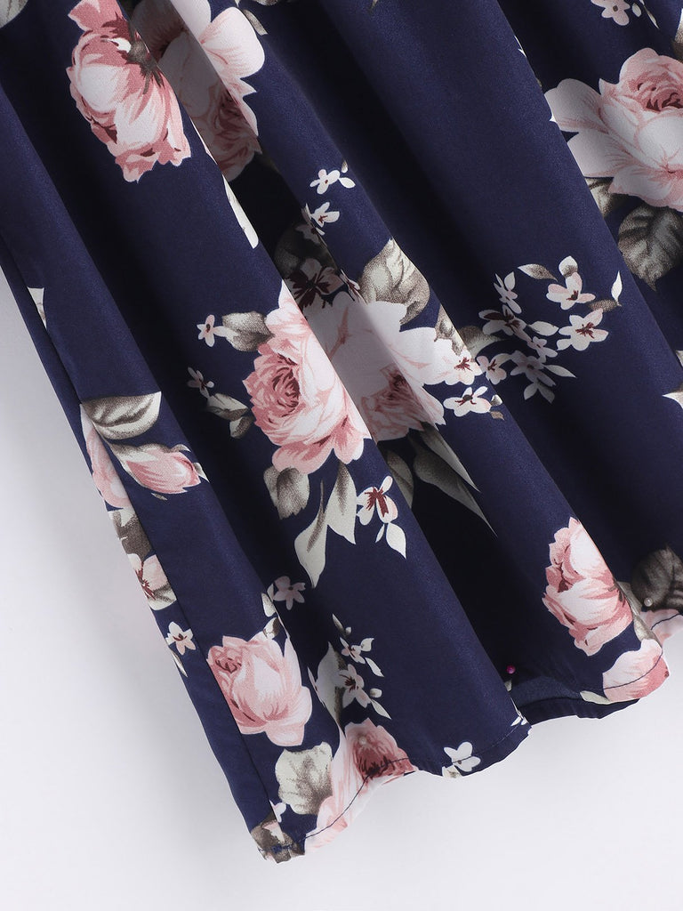Ladies Navy Floral Dresses