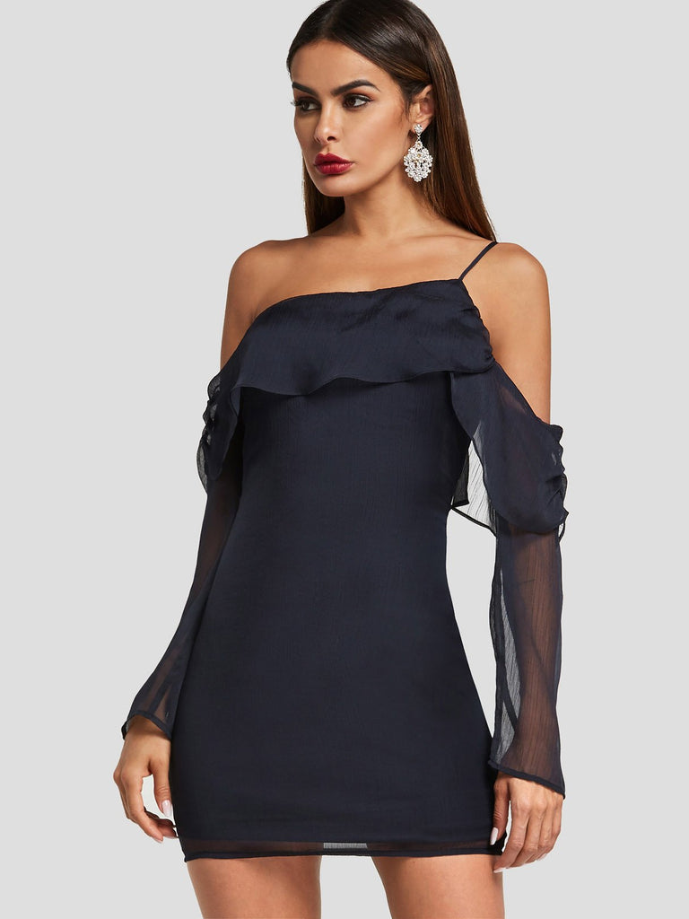 Ladies Navy Off The Shoulder Dresses