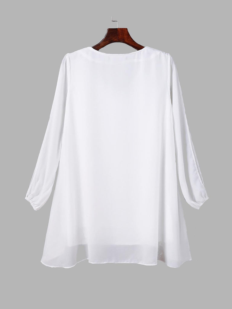 Womens White V-Neck Dresses