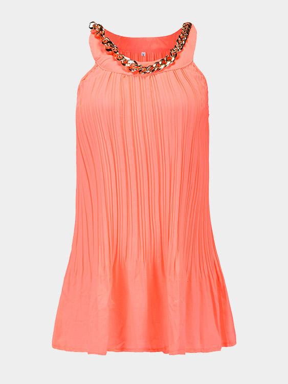 Round Neck Sleeveless Orange Tank Top