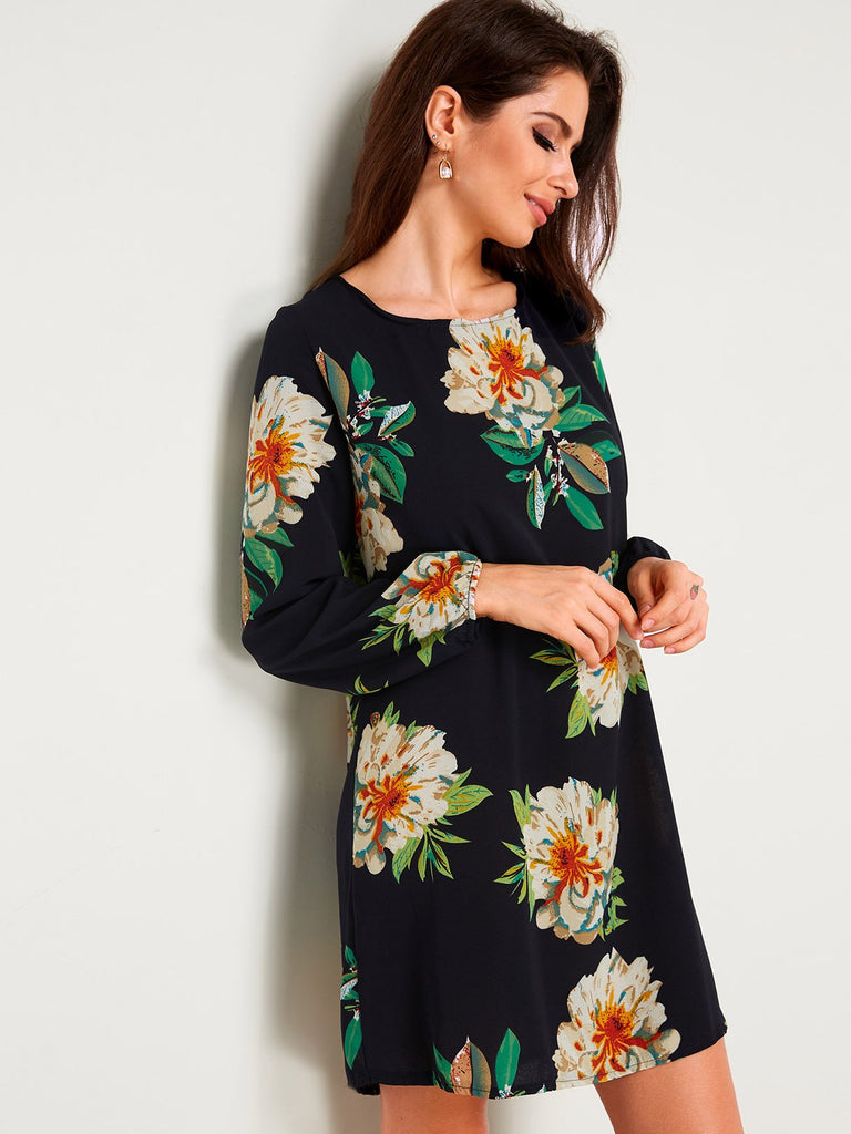 Ladies Black Floral Dresses