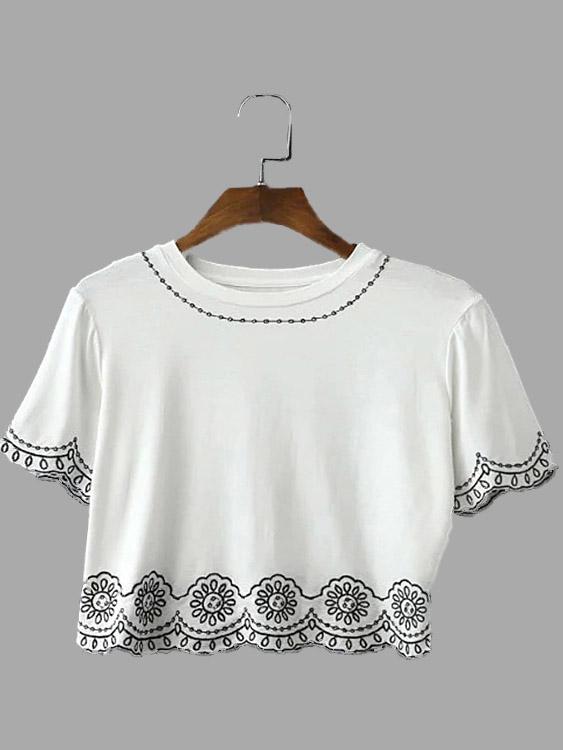 Round Neck Short Sleeve White T-Shirts
