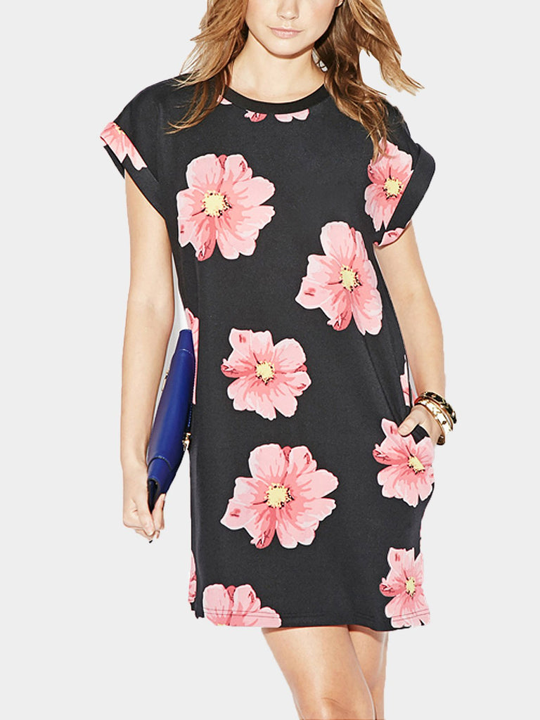 Floral Print Black Dresses