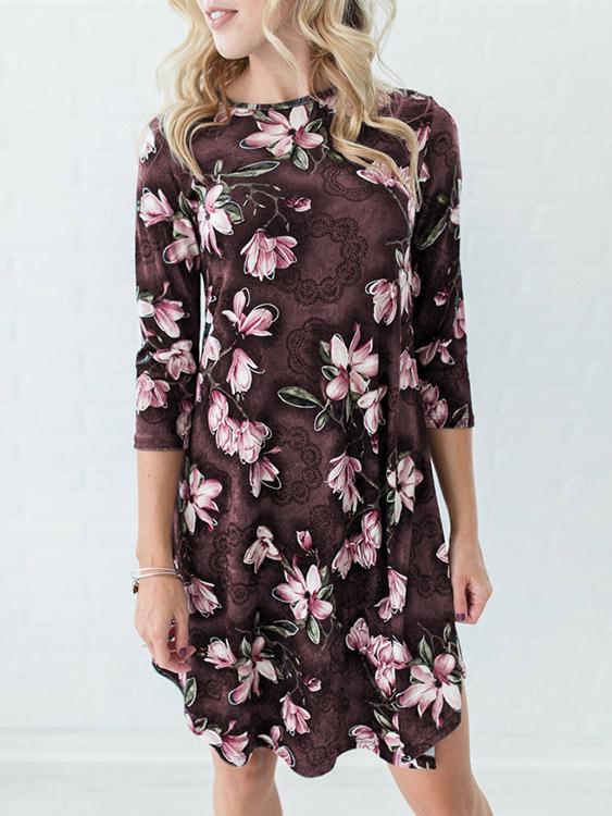 Ladies Coffee Floral Dresses