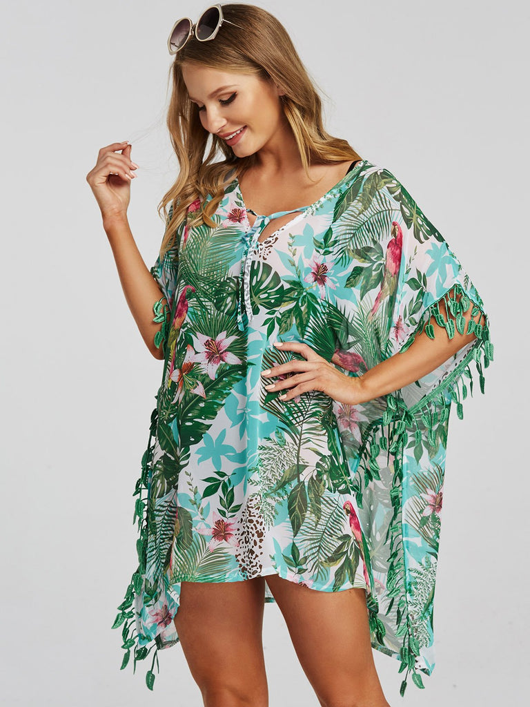 Womens Green Cover-Ups