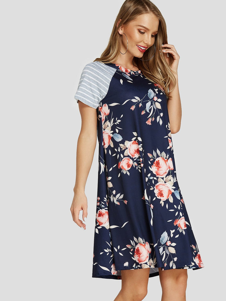 Ladies Navy Floral Dresses