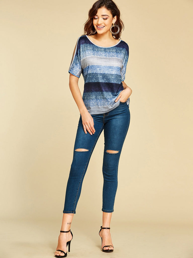 Blue And White Striped Top Ladies