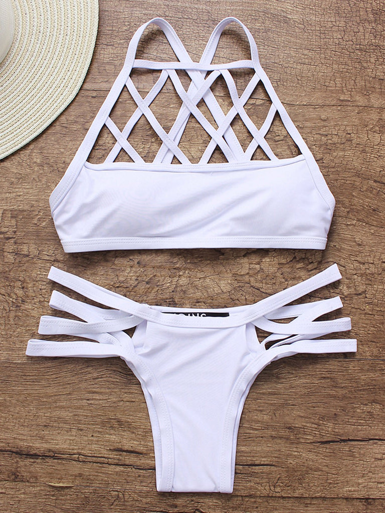 Sexy Sleeveless Strappy Design Swimwear