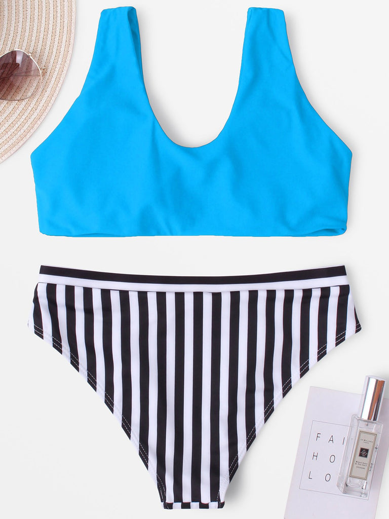 Womens Striped Two Piece Bikinis