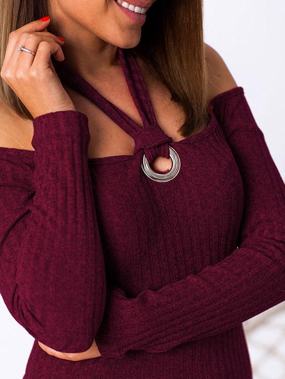 Womens Burgundy Off The Shoulder Dresses