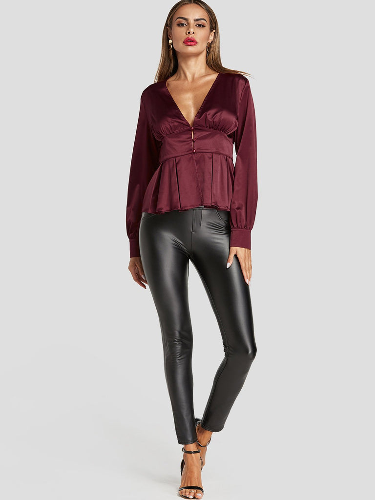 Womens Burgundy Blouses