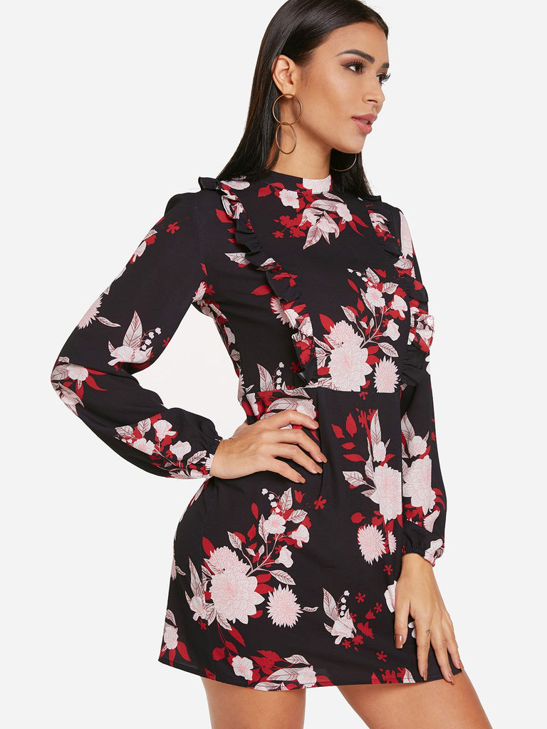 Ladies Black Floral Dresses