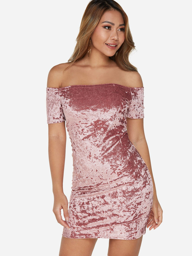 Pink Off The Shoulder Bodycon Dresses