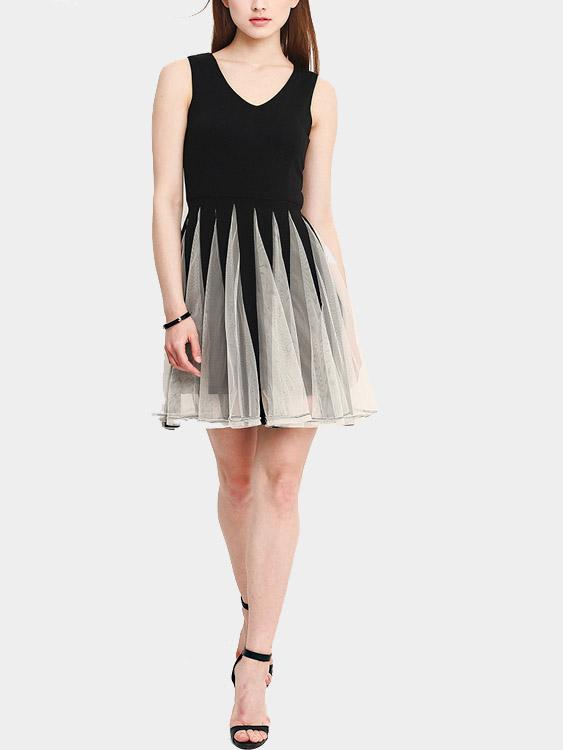 V-Neck Sleeveless Mini Dress