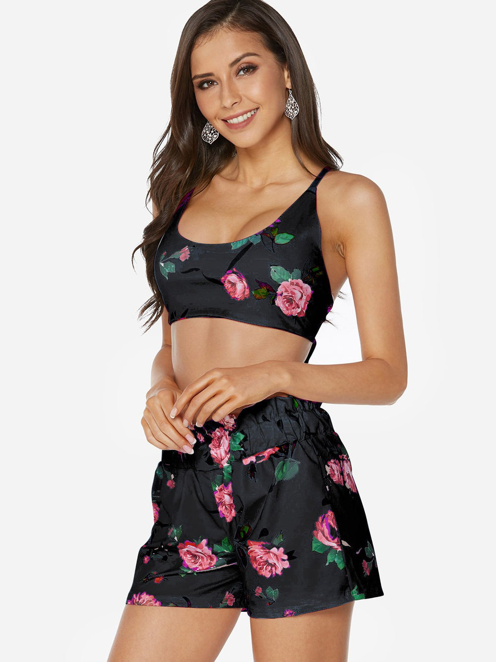 Womens Floral Print Two Piece Outfits