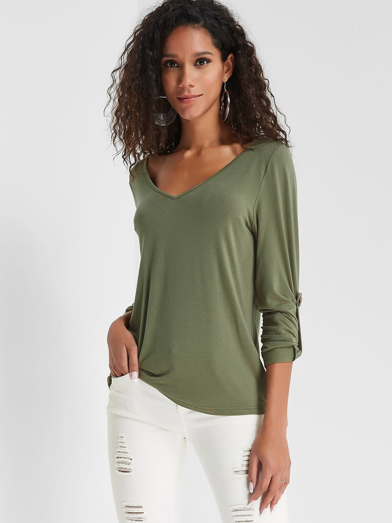 Olive V-Neck Cozy Tee