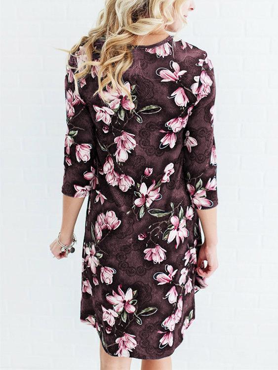 Womens Coffee Floral Dresses