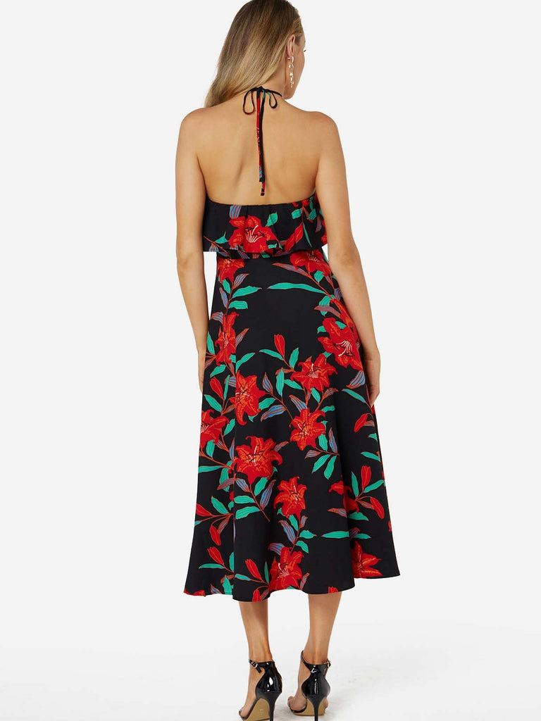 Womens Black Floral Dresses