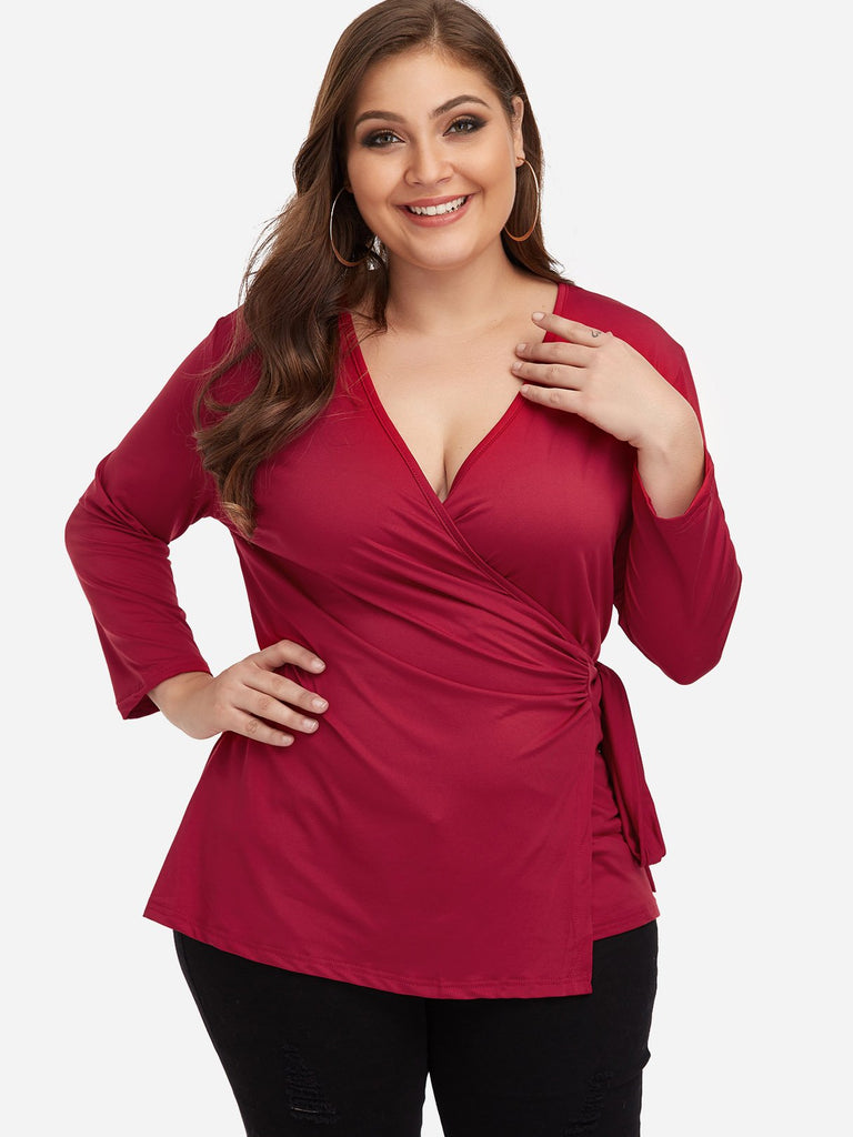 Ladies Red Plus Size Tops