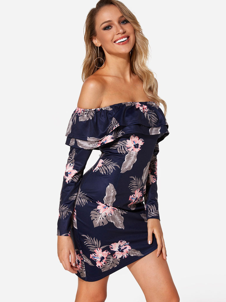 Ladies Navy Floral Dresses