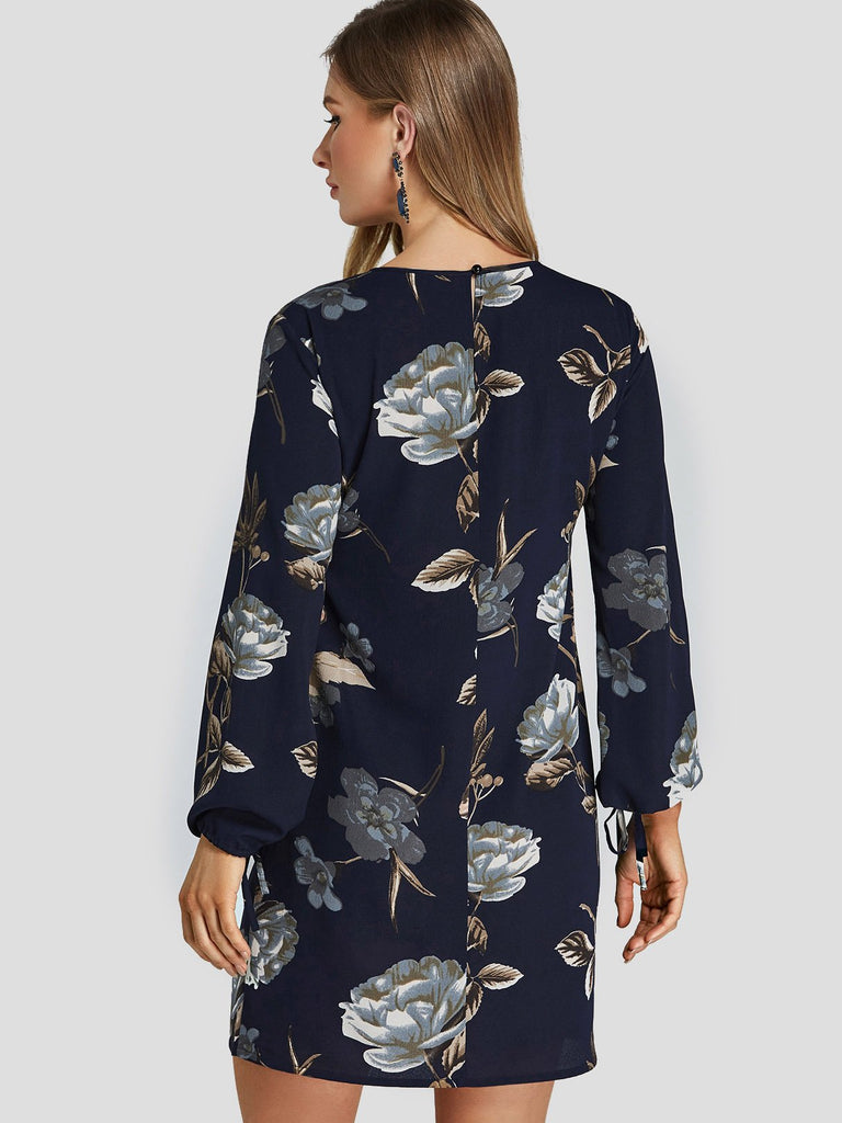 Womens Dark Blue Floral Dresses