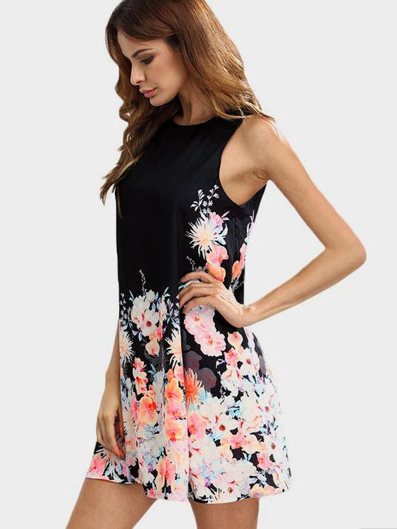 Ladies Black Floral Dresses