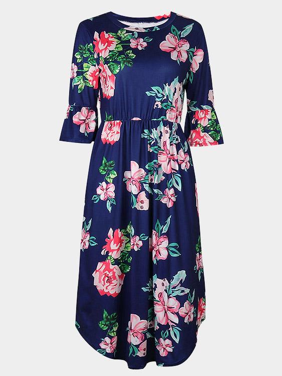 Womens Navy Floral Dresses