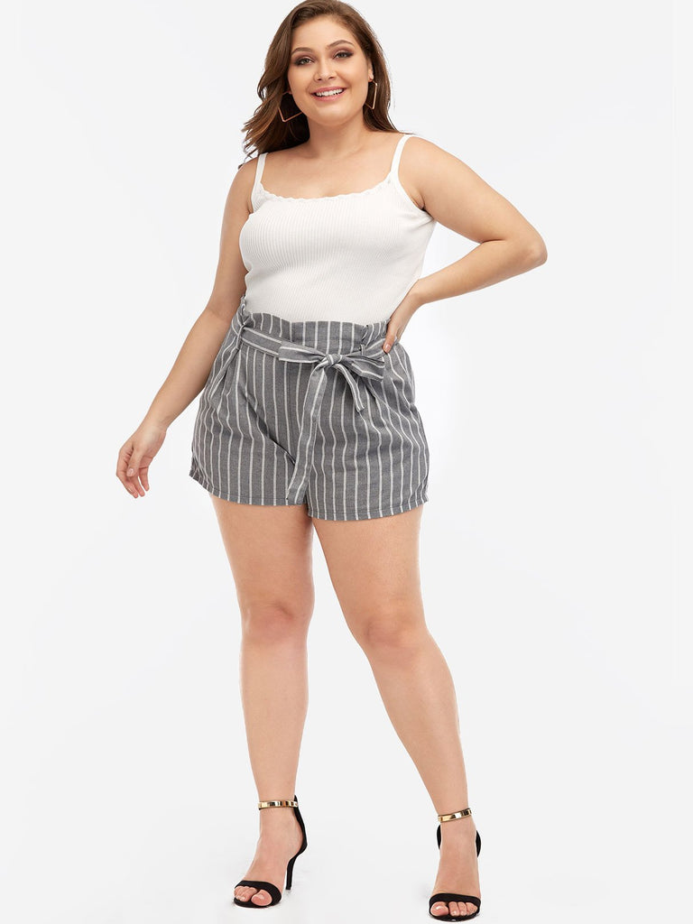 Self-Tie Grey Plus Size Bottoms